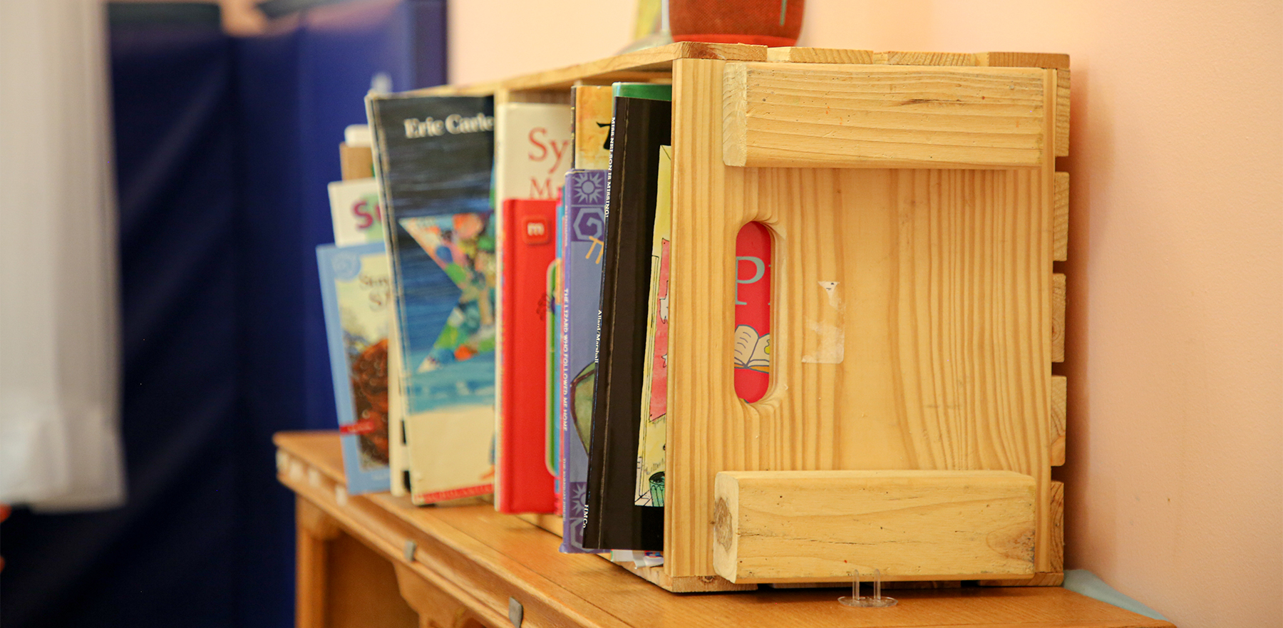 Bookcase in Raphael Academy classroom
